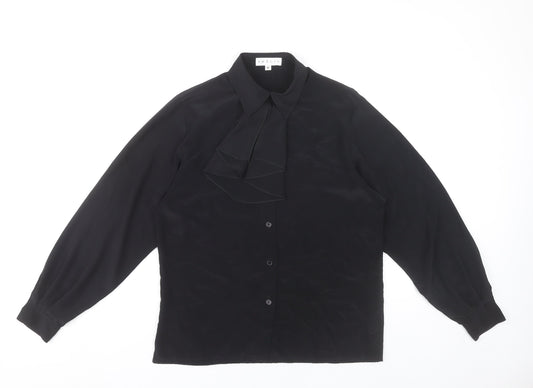 Precis Womens Black Size 8 Long Sleeve Collared Blouse