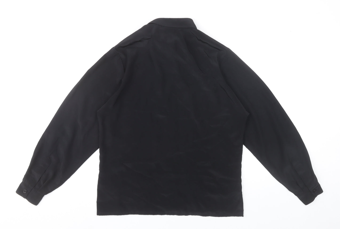 Precis Womens Black Size 8 Long Sleeve Collared Blouse
