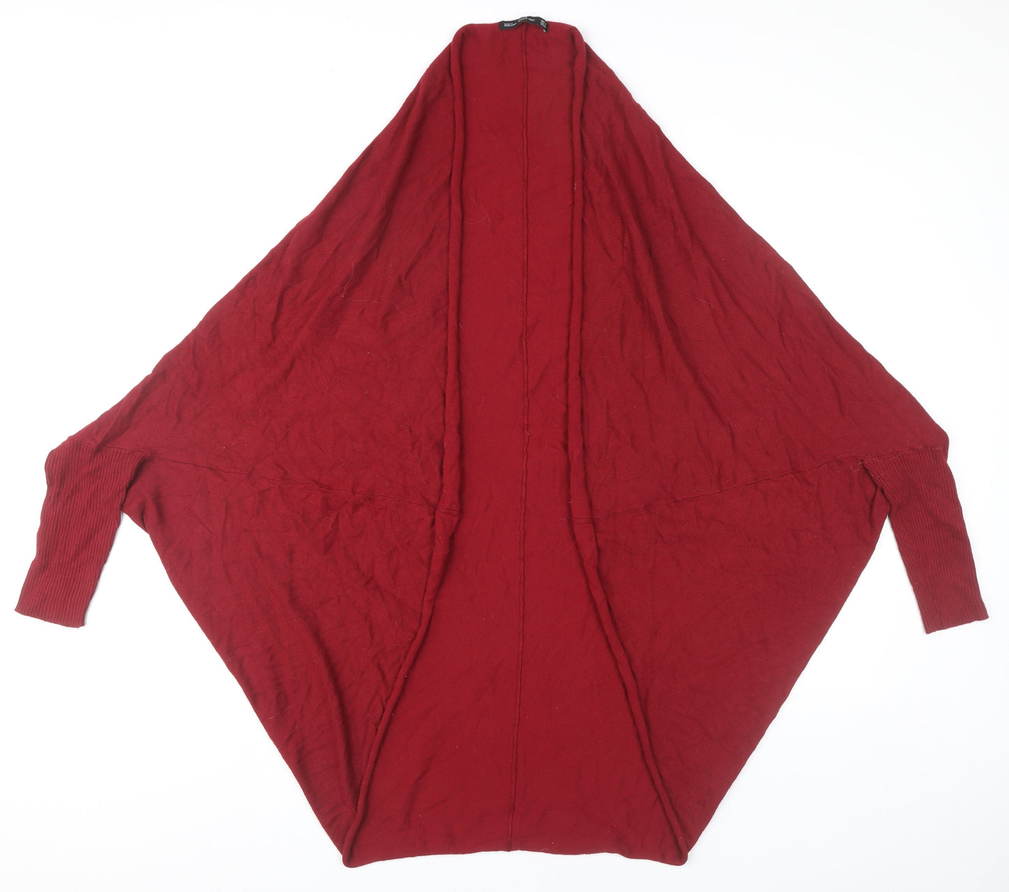 Zara Women Red Knit Dolman Sleeve Open Front Cardigan Size 12