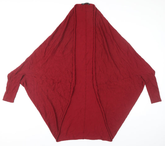 Zara Women Red Knit Dolman Sleeve Open Front Cardigan Size 12
