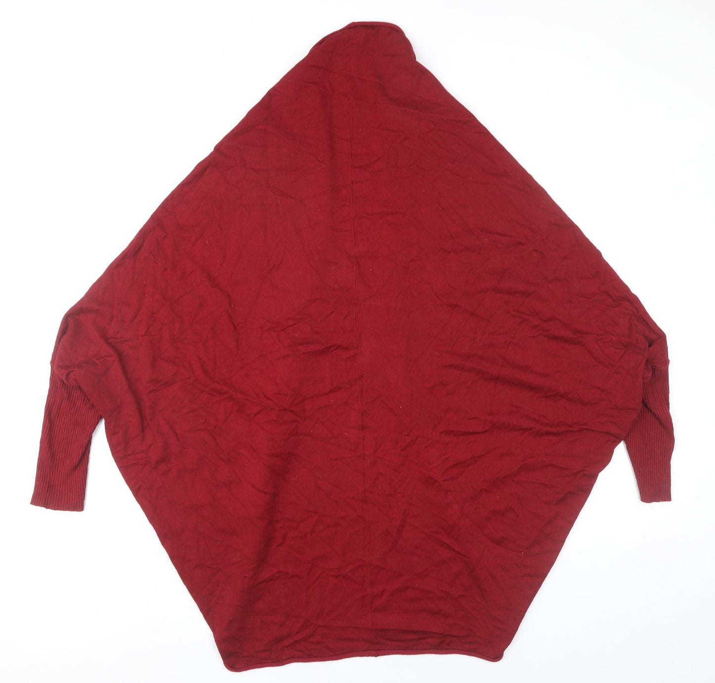 Zara Women Red Knit Dolman Sleeve Open Front Cardigan Size 12
