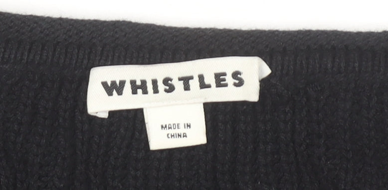Whistles Women Black Medium Fringe Knit Cardigan Jumper