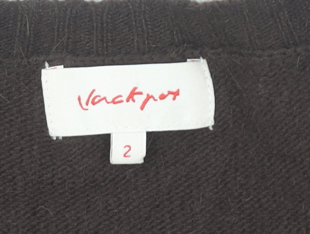 Jackpot Women's Brown V-Neck Cardigan Size 2 Long Sleeve Knit