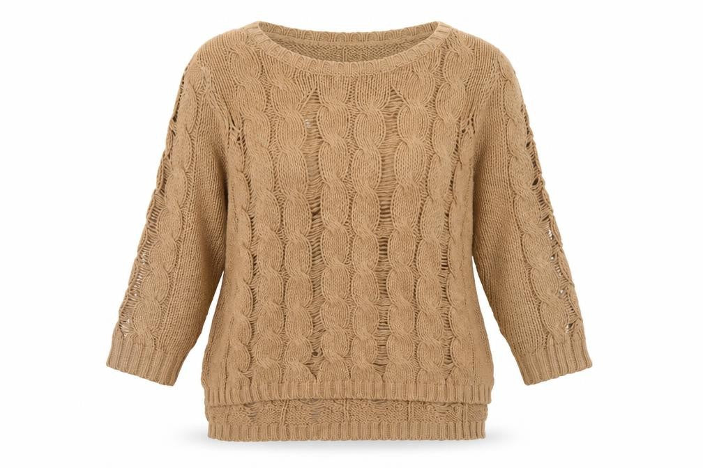 H&M Women’s Beige Cable Knit Pullover Jumper Size 12