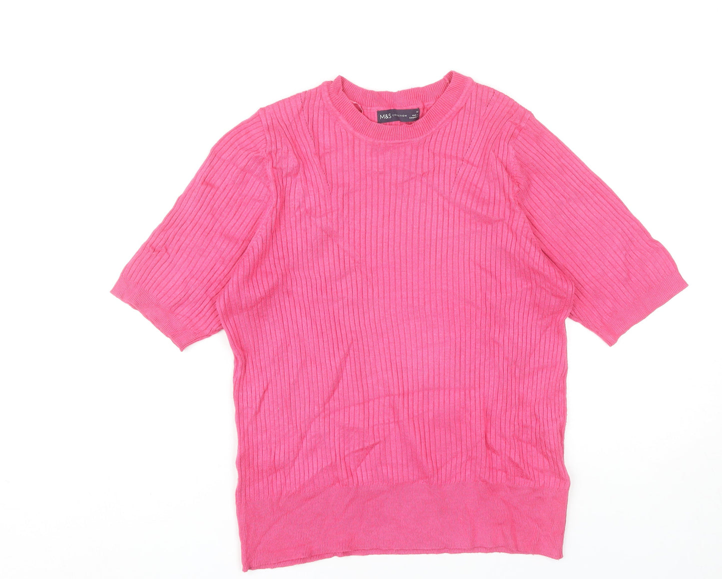 Marks and Spencer Women’s Pink Knit T-Shirt Size 14 Viscose Blend