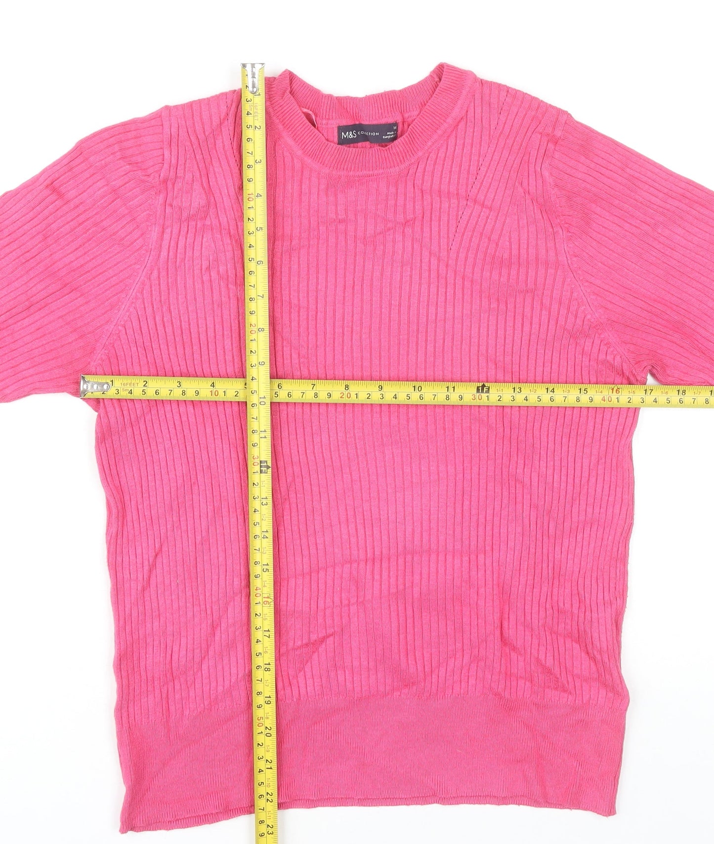 Marks and Spencer Women’s Pink Knit T-Shirt Size 14 Viscose Blend