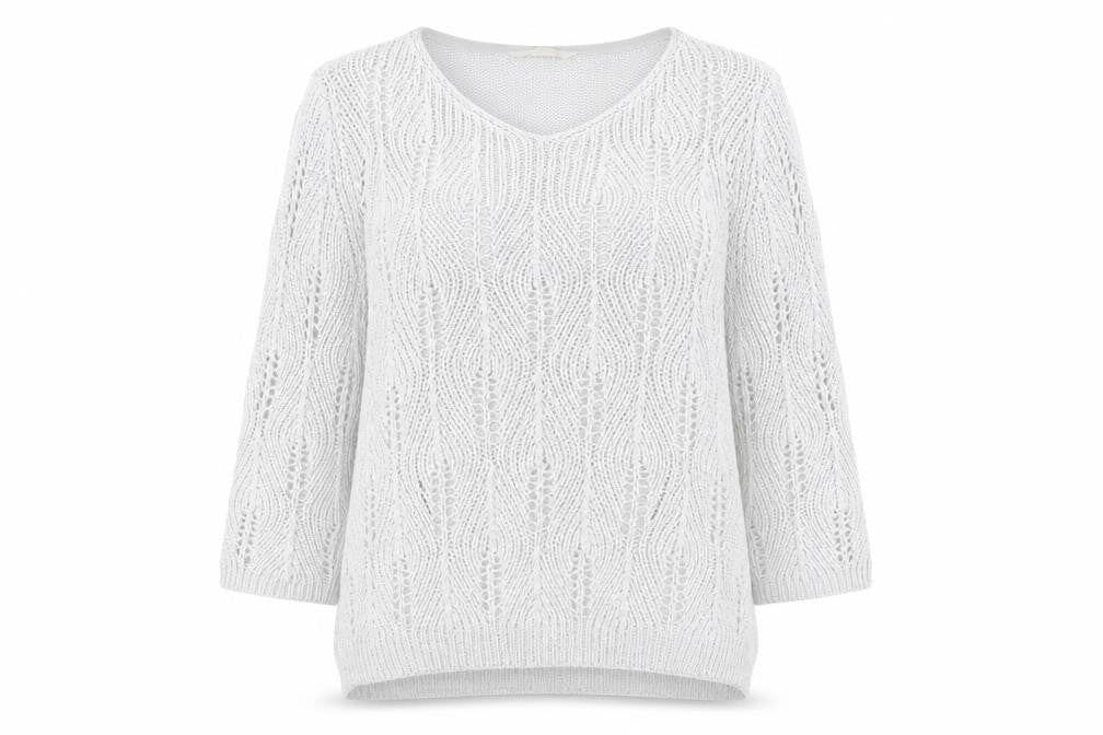 BHS Women Grey V-Neck Open-Knit Pullover Jumper Size 18