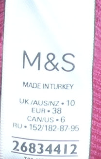 Marks and Spencer Women’s Pink Knit V-Neck Puff Sleeve Blouse Size 10