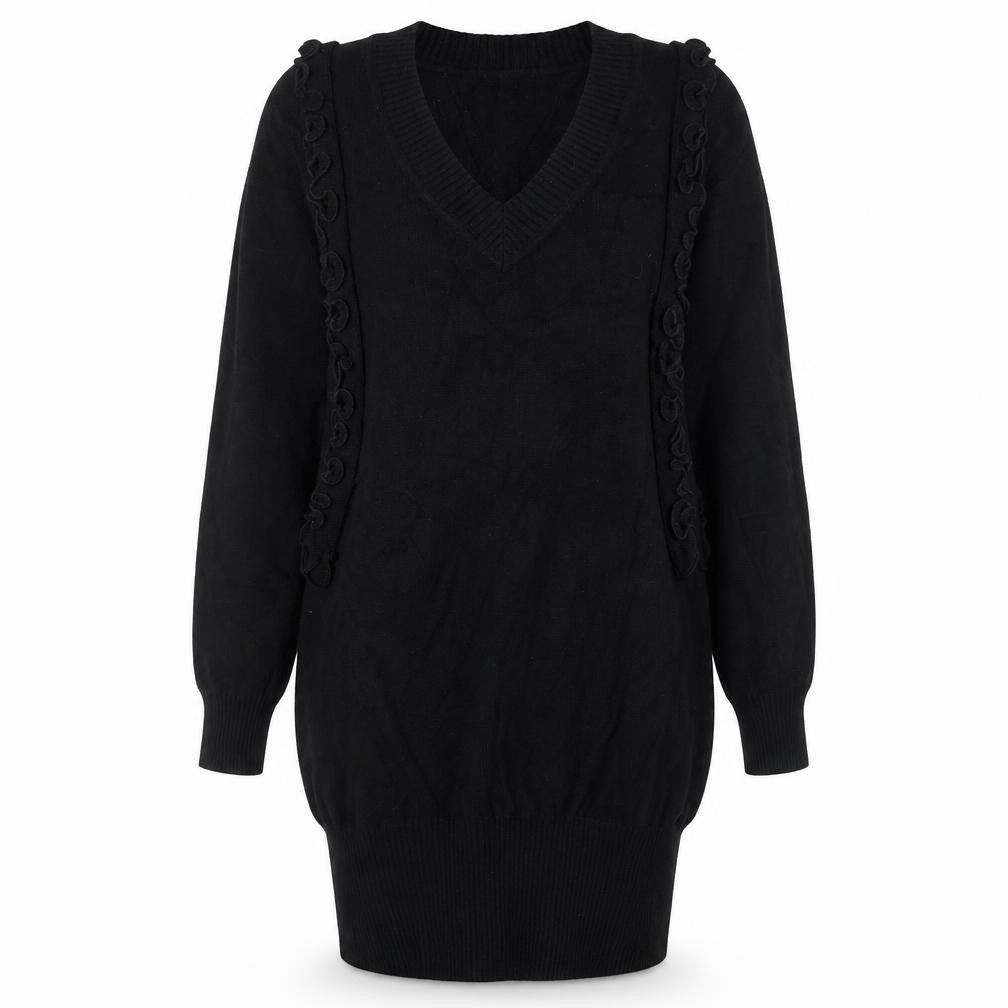 Marks & Spencer Women’s Black Jumper Dress Size 12 V-Neck Long Sleeve