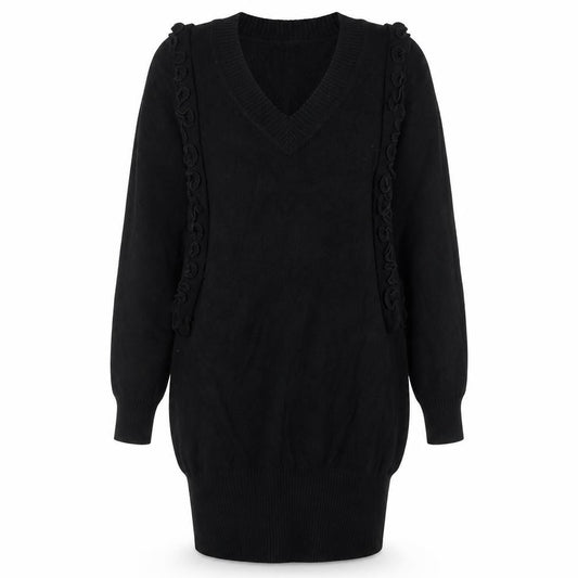 Marks & Spencer Women’s Black Jumper Dress Size 12 V-Neck Long Sleeve