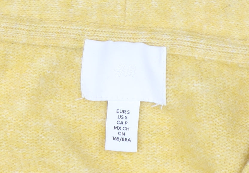 H&M Womens Yellow V-Neck Pullover Jumper Size S Regular Fit