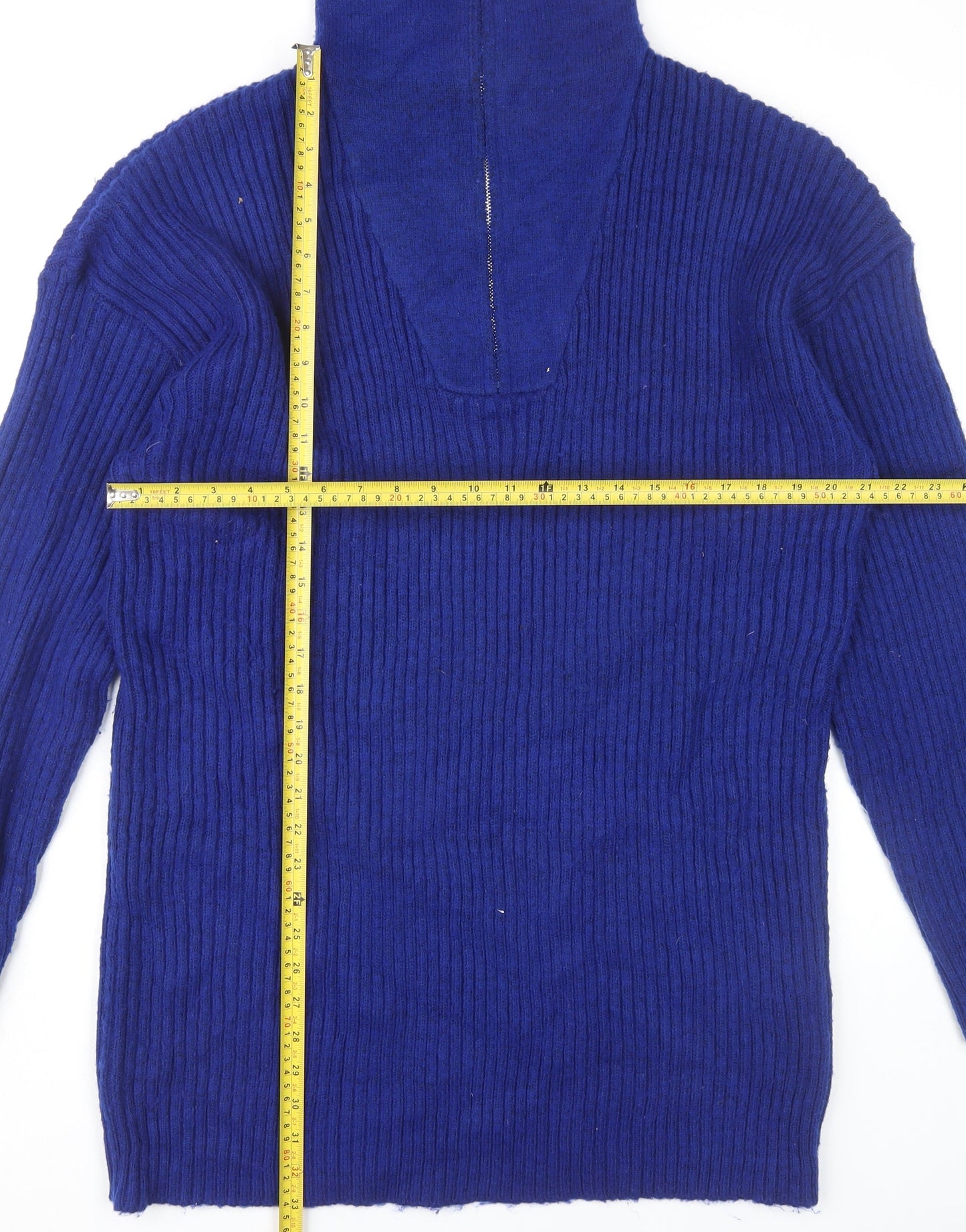 New Look Women Tall Blue Knit Sweater Dress UK 20 Long Sleeve High Neck