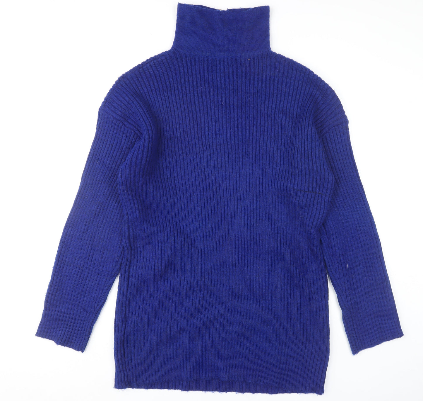 New Look Women Tall Blue Knit Sweater Dress UK 20 Long Sleeve High Neck