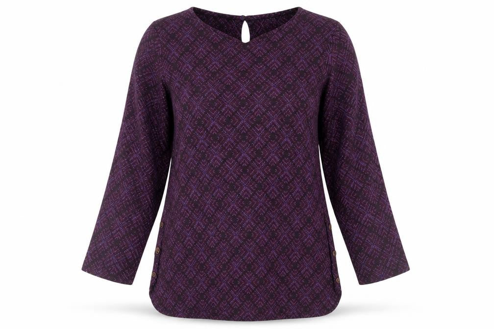 FatFace Womens Purple Geometric Tunic Blouse UK 6 Cotton Modal