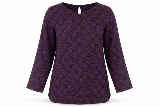 FatFace Womens Purple Geometric Tunic Blouse UK 6 Cotton Modal