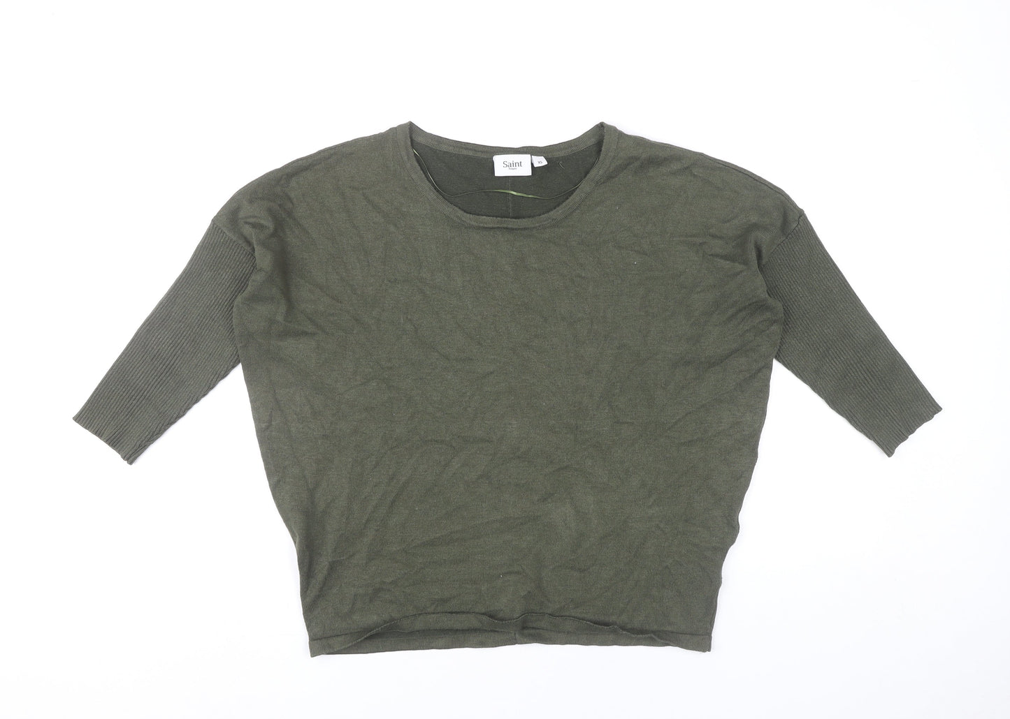 Saint Tropez Womens Green XS Pullover Jumper 3/4 Dolman Sleeve