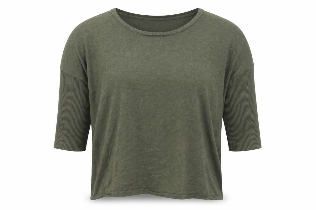 Saint Tropez Womens Green XS Pullover Jumper 3/4 Dolman Sleeve