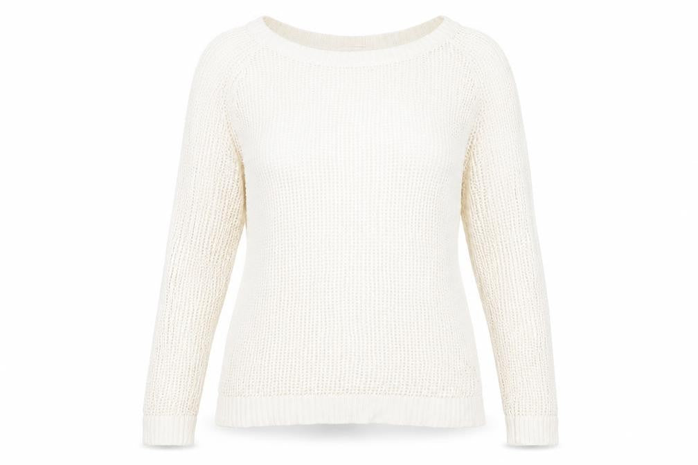 RD Style Women’s Ivory Open-Knit Cotton Jumper Size M