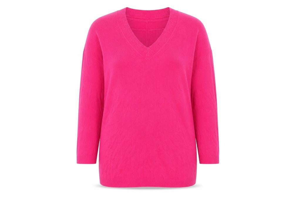 Next Womens Pink Acrylic V-Neck Pullover Jumper L