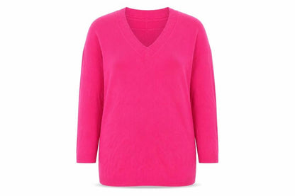 Next Womens Pink Acrylic V-Neck Pullover Jumper L