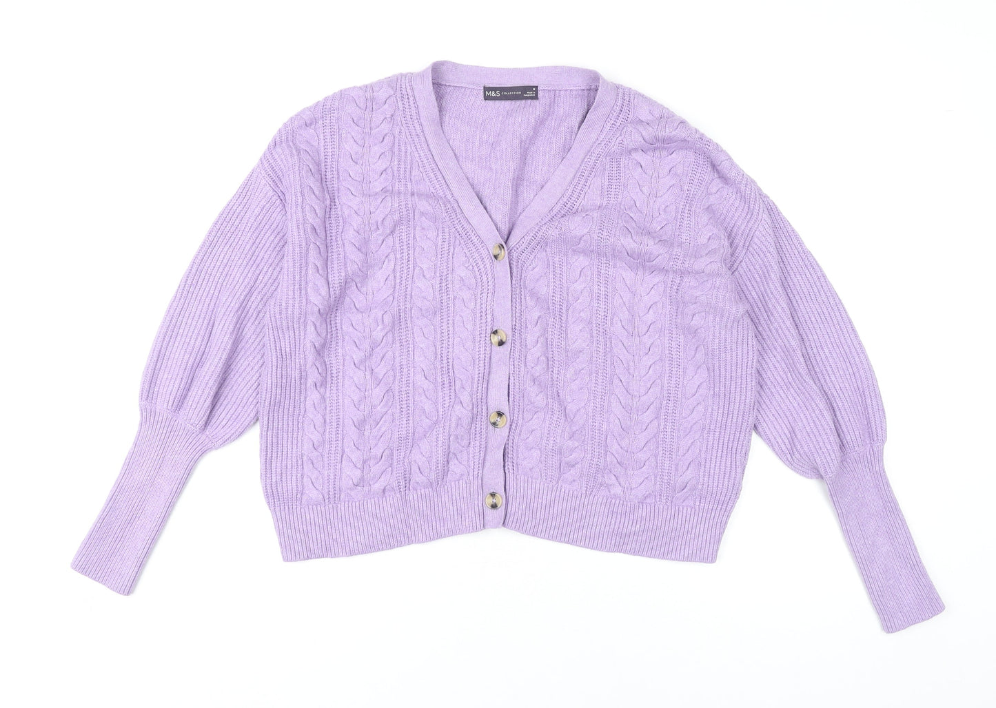 Marks and Spencer Womens Purple Cable Knit Cardigan M