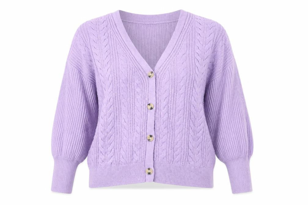 Marks & Spencer Womens Purple Cable Knit Cardigan M