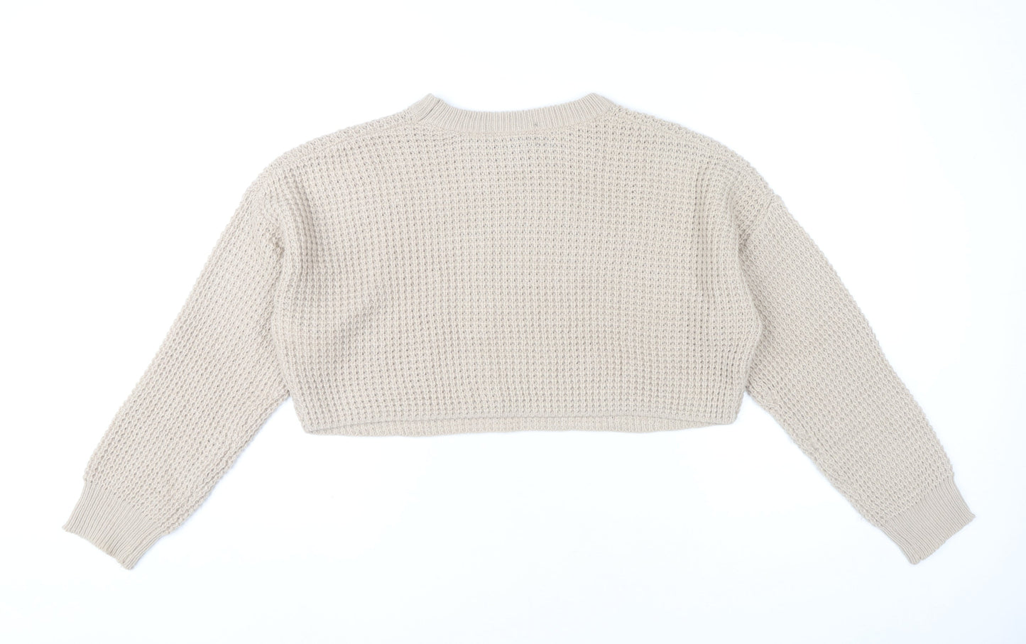 Missguided Women’s Beige Crew Neck Waffle Knit Jumper Size 10-12