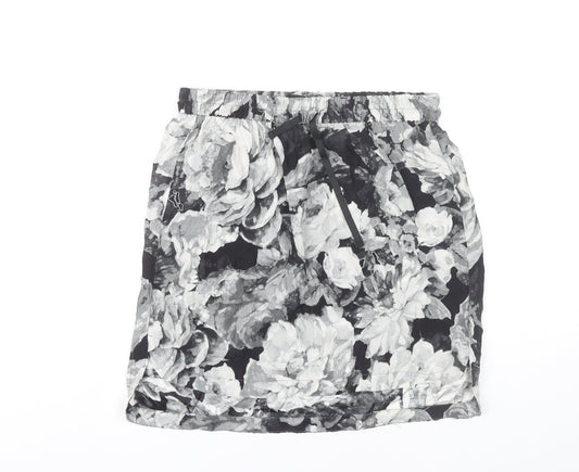 Zara Woman Silk Floral Skirt Women M Multicolour Short Pencil