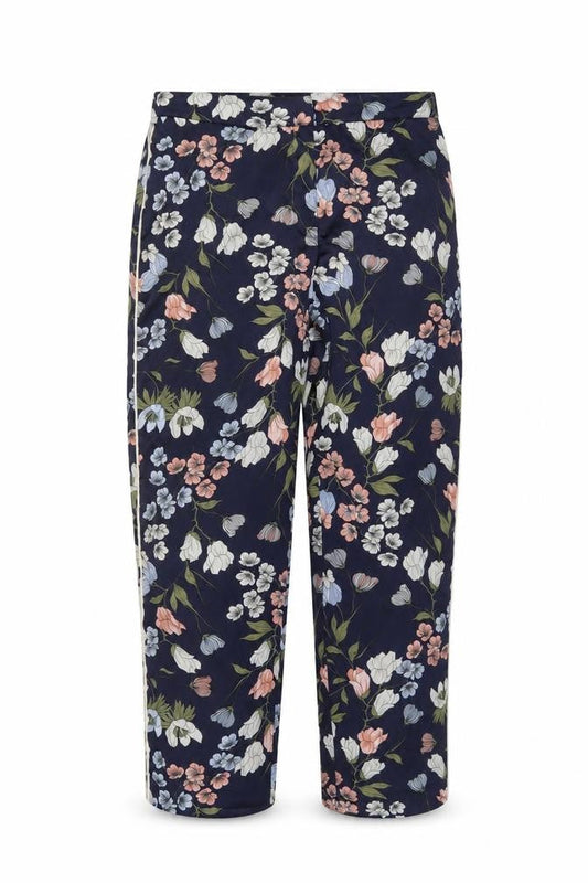 Brave Soul Womens Blue Floral Cropped Trousers M Straight Leg