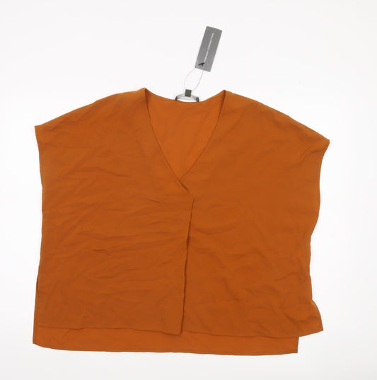 French Connection Women’s Orange Sleeveless V-Neck Blouse Size M