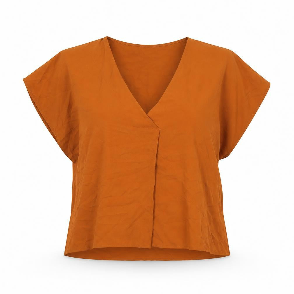 French Connection Women’s Orange Sleeveless V-Neck Blouse Size M