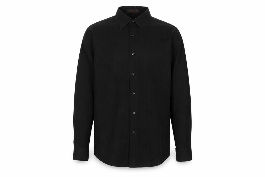 TIPO'S Men's Black Slim Fit Long Sleeve Button-Up Shirt XL