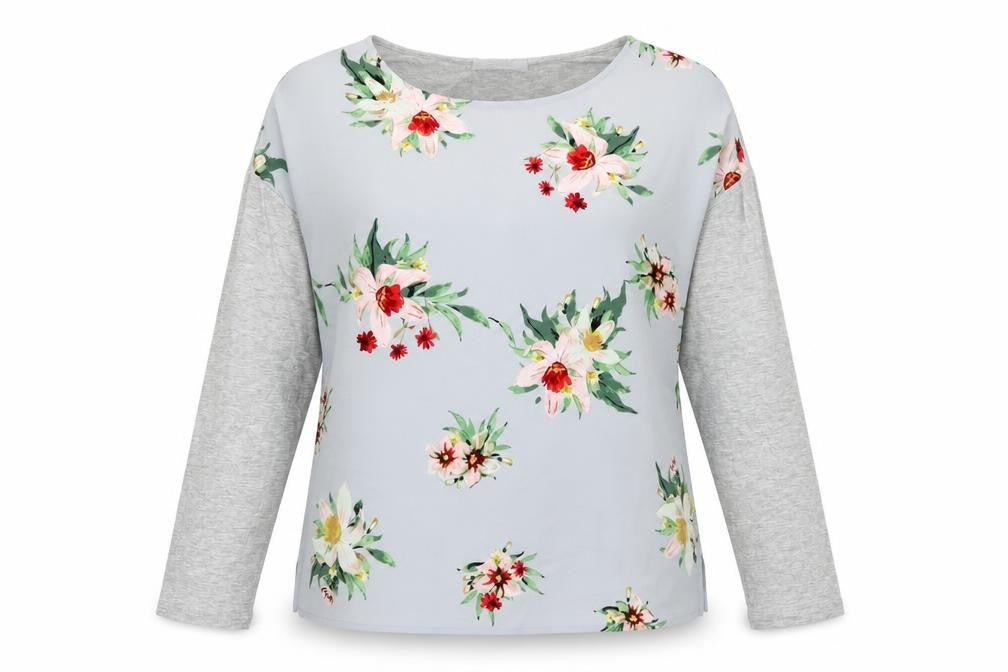Marks & Spencer Women’s Grey Floral Blouse UK 14 Long Sleeve Tunic
