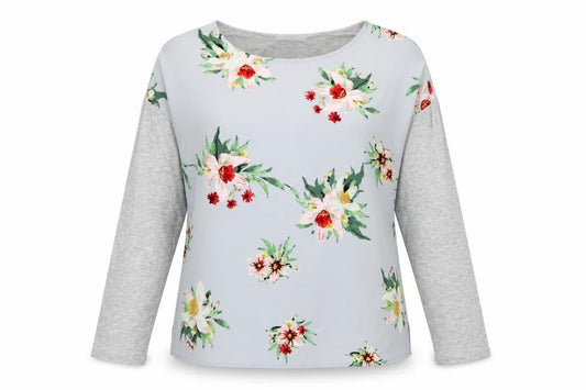 Marks and Spencer Women’s Grey Floral Blouse UK 14 Long Sleeve Tunic