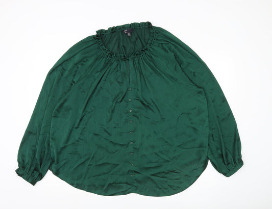 Friends Like These Women’s Green Size 20 Blouse Long Sleeve Button Front