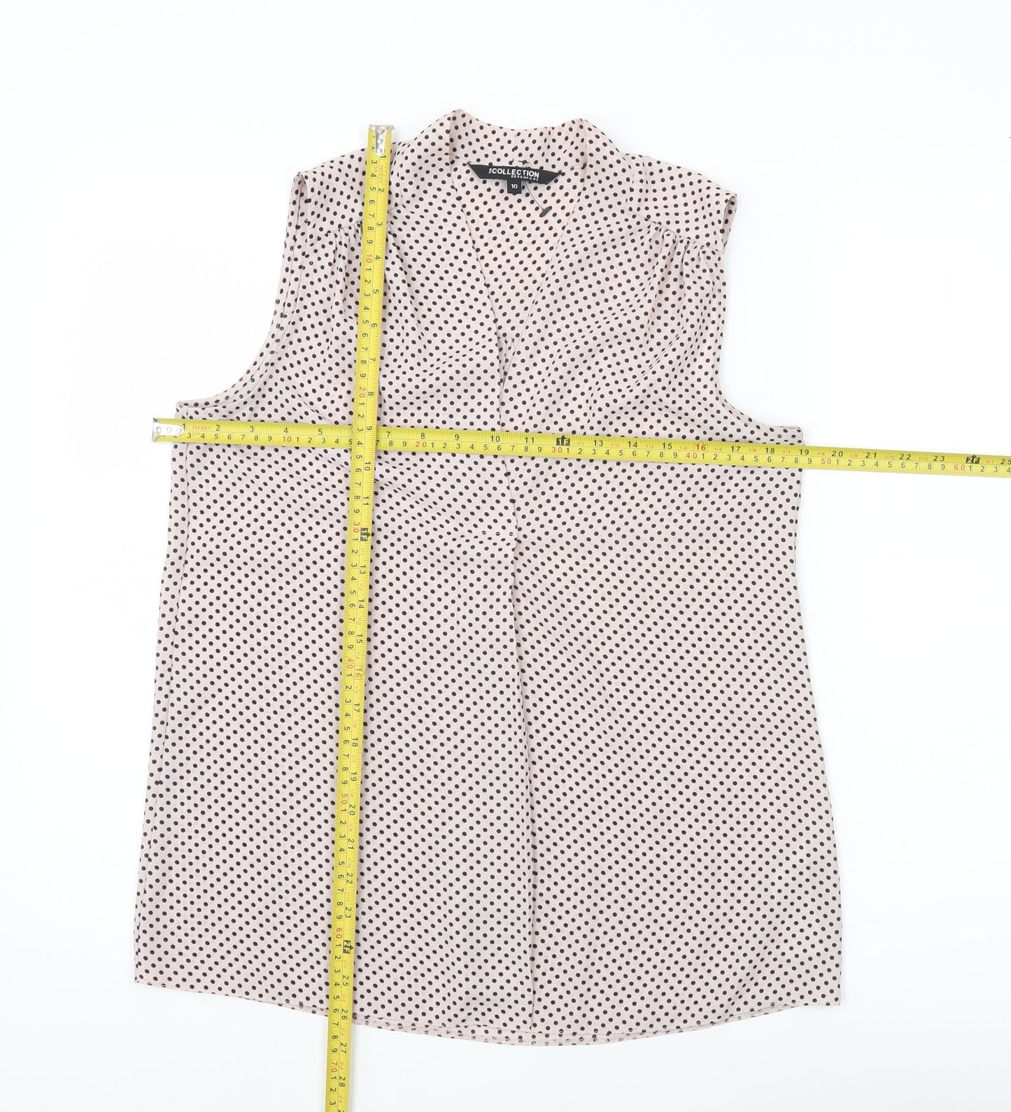 Debenhams Womens White Polka Dot Blouse Size 10 Sleeveless Chiffon