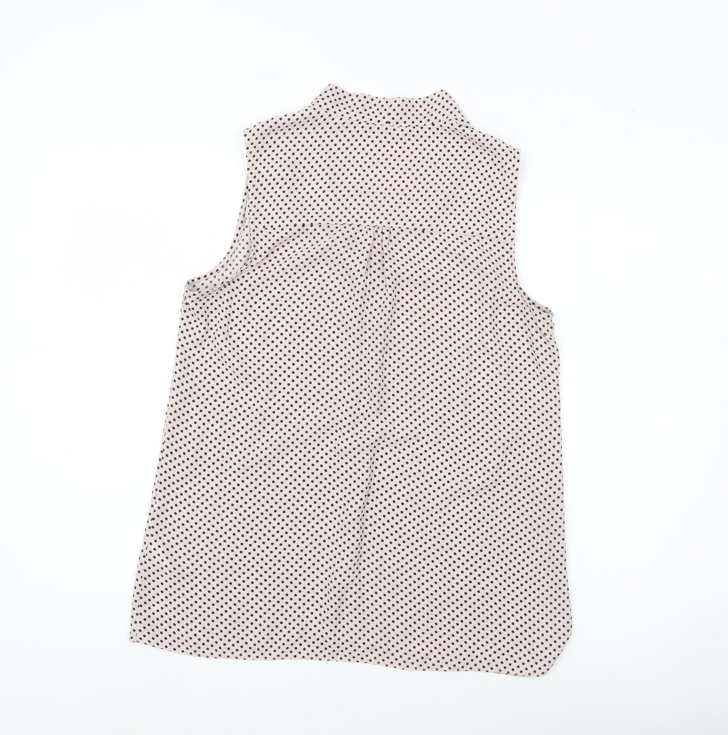 Debenhams Womens White Polka Dot Blouse Size 10 Sleeveless Chiffon