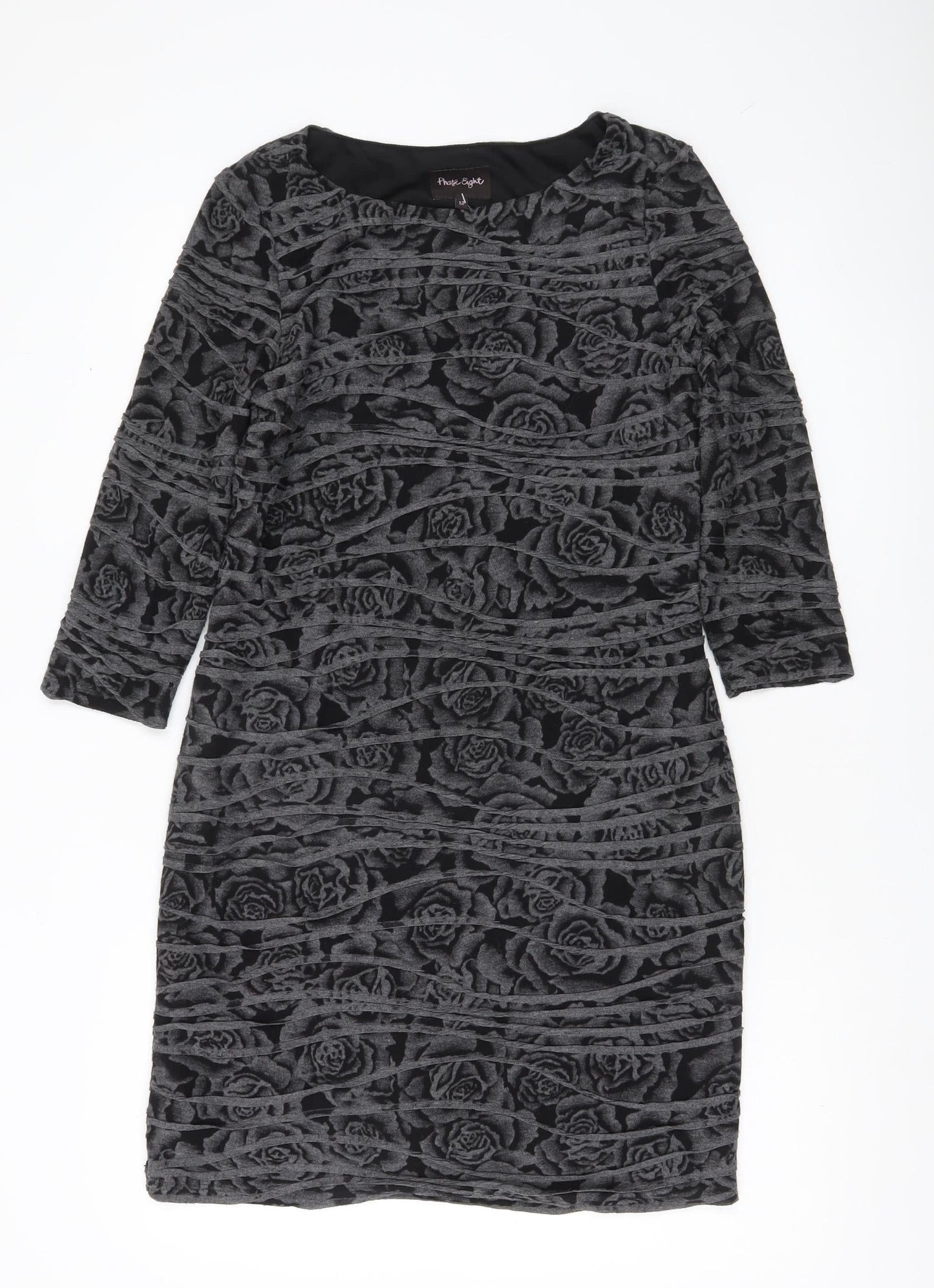 Phase Eight Women Black Size 12 Sheath Knee Length Floral Dress