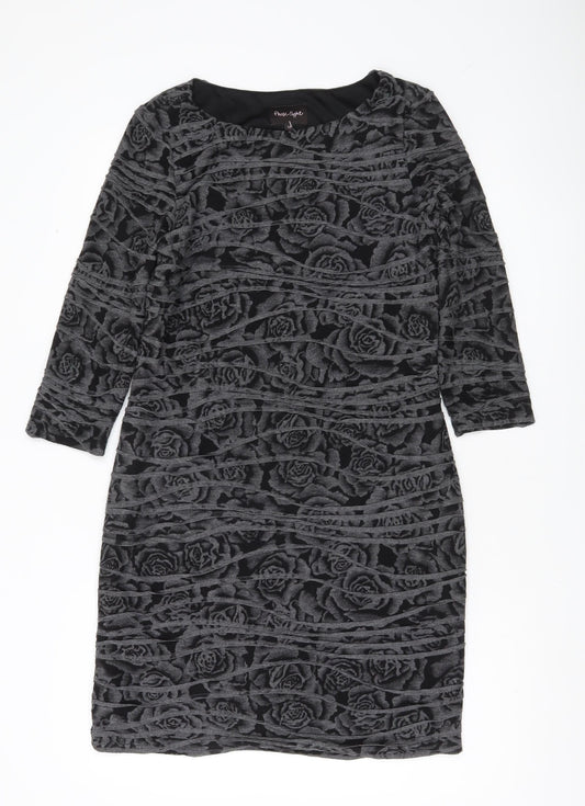 Phase Eight Women Black Size 12 Sheath Knee Length Floral Dress