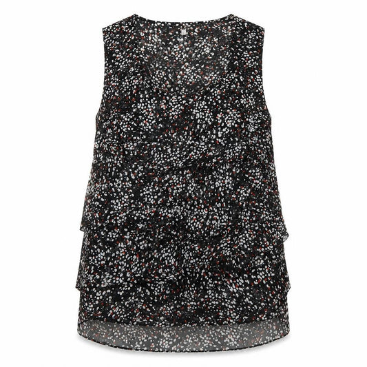 Front view of John Rocha Women’s Black Floral Sleeveless Tunic Blouse, size UK 16