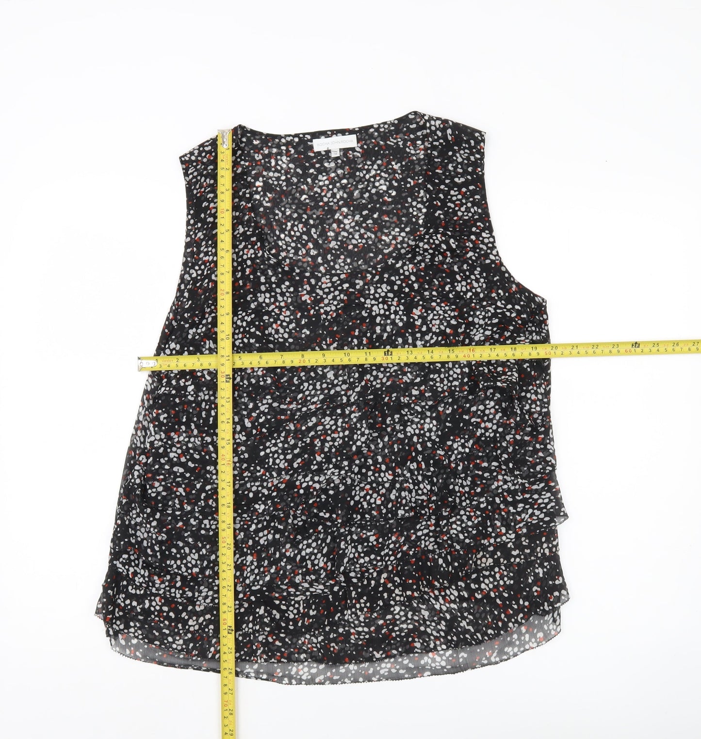 John Rocha Women’s Black Floral Sleeveless Tunic Blouse Size 16