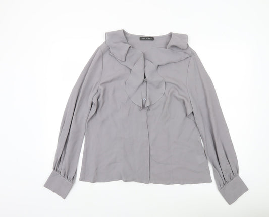 Alex & Co Womens Grey Long Sleeve Ruffle Blouse UK 14