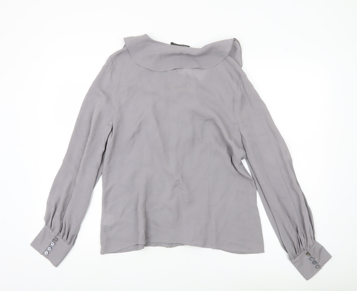 Alex & Co Womens Grey Long Sleeve Ruffle Blouse UK 14