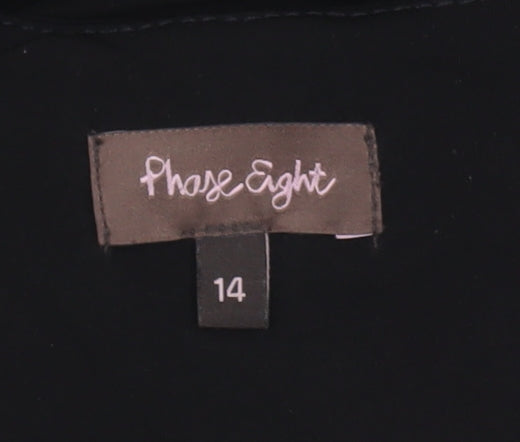 Phase Eight Women’s Black Lace Sheath Dress Size 14 Ruched 3/4 Sleeve