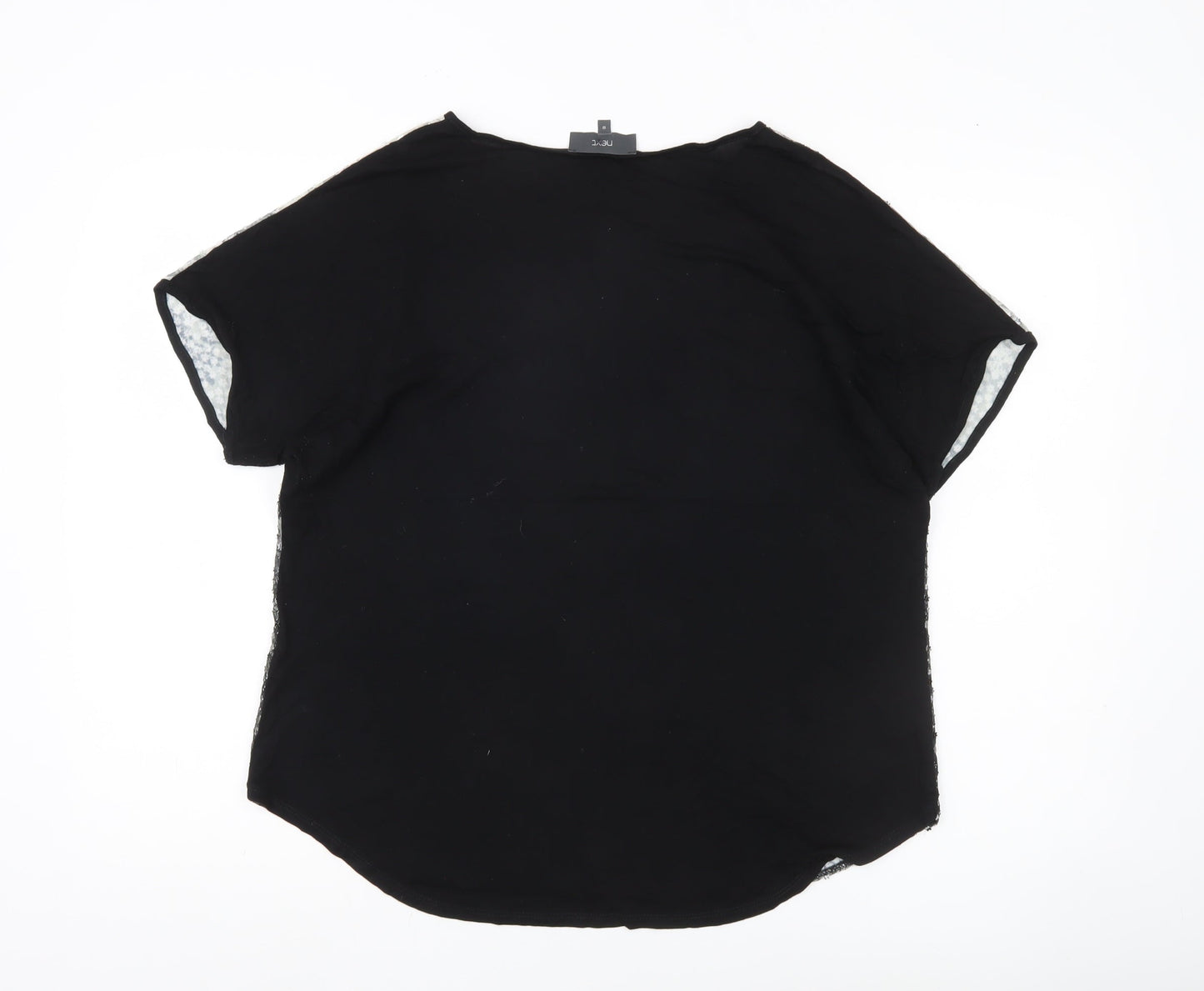 Next Womens Black Sequin Party T-Shirt UK 10 Short Sleeve