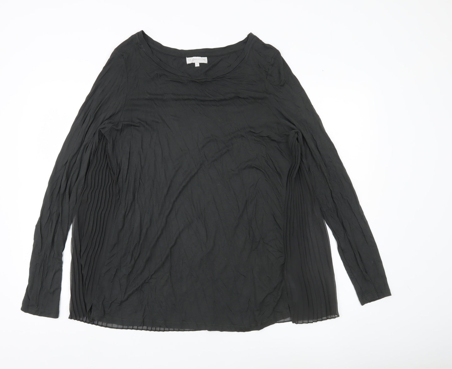 RJR John Rocha Women’s Black Tunic Blouse Size 12 Long Sleeve Pleated
