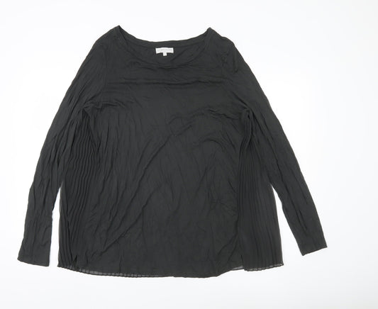 RJR John Rocha Women’s Black Tunic Blouse Size 12 Long Sleeve Pleated