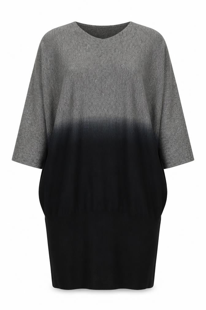 Phase Eight Women’s Grey Black Tunic Jumper Dress Size 12 Knit 3/4 Sleeve