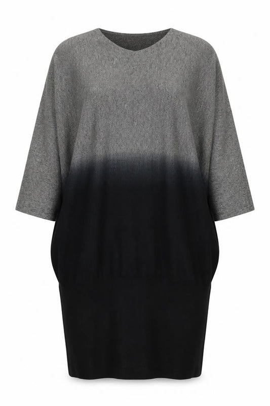Phase Eight Women’s Grey Black Tunic Jumper Dress Size 12 Knit 3/4 Sleeve