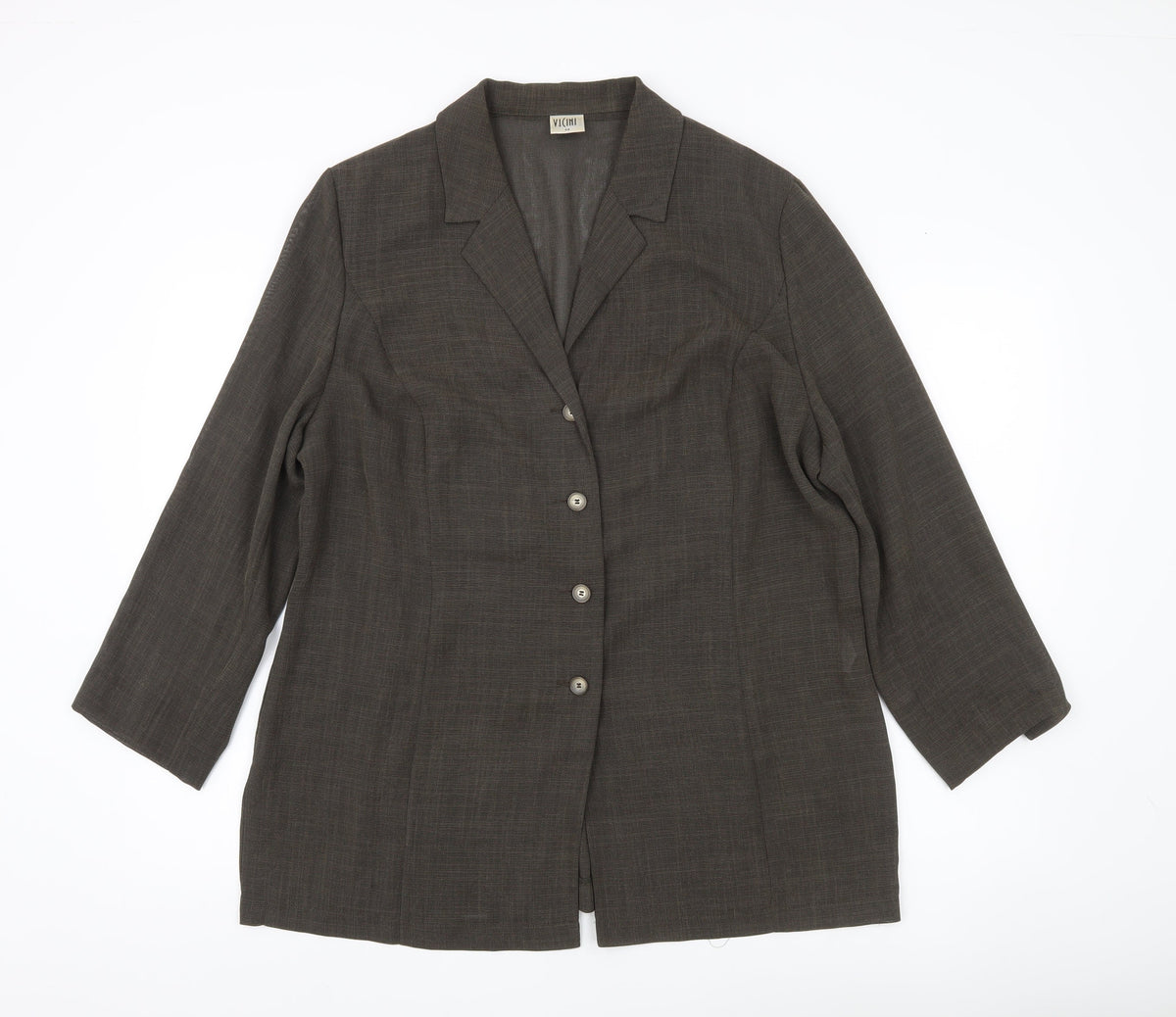 Vicini Women Brown Size 16 Single-Breasted Suit Jacket